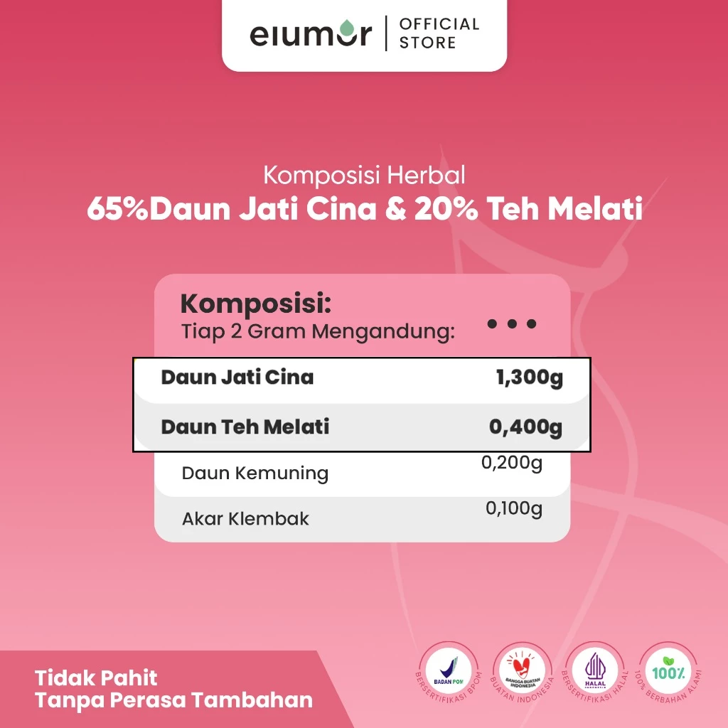Elumor Jasmine Tea Mix Herba Isi 30 Kantung Teh - Image 2