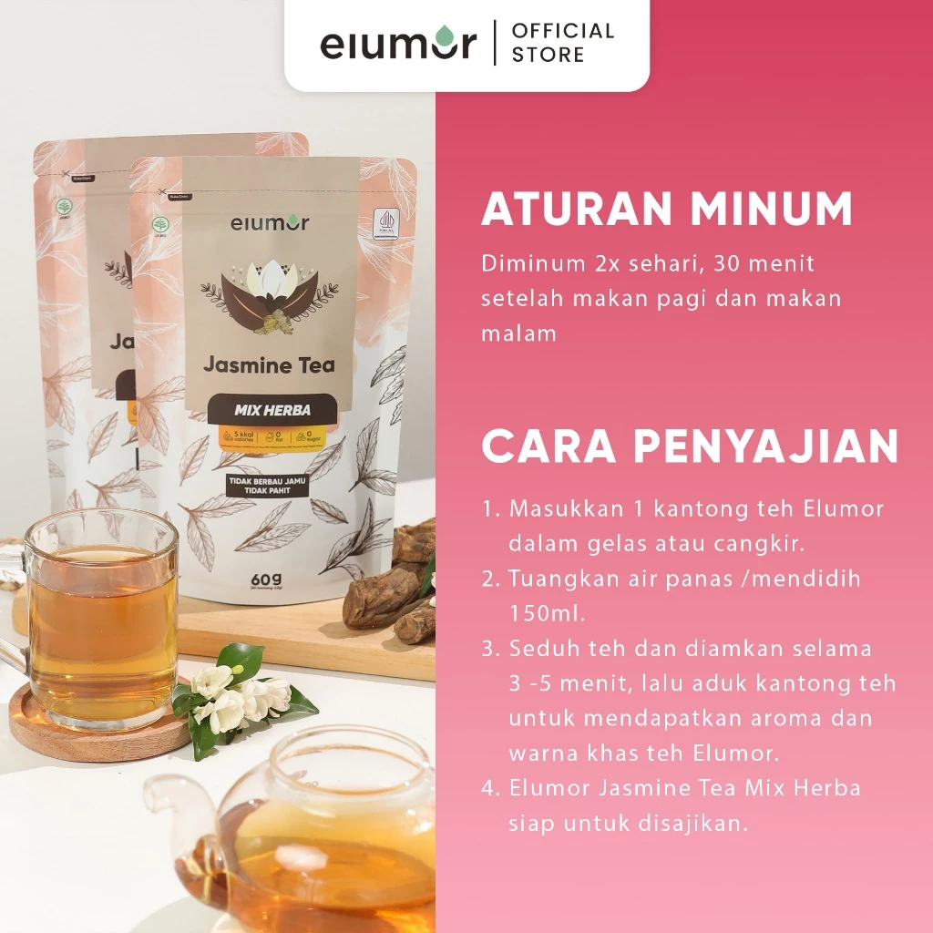 Elumor Jasmine Tea Mix Herba Isi 30 Kantung Teh - Image 4