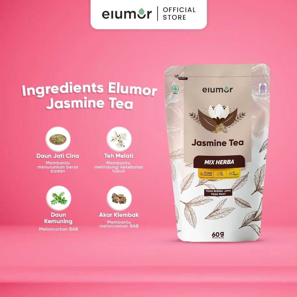 Elumor Jasmine Tea Mix Herba Isi 30 Kantung Teh - Image 3